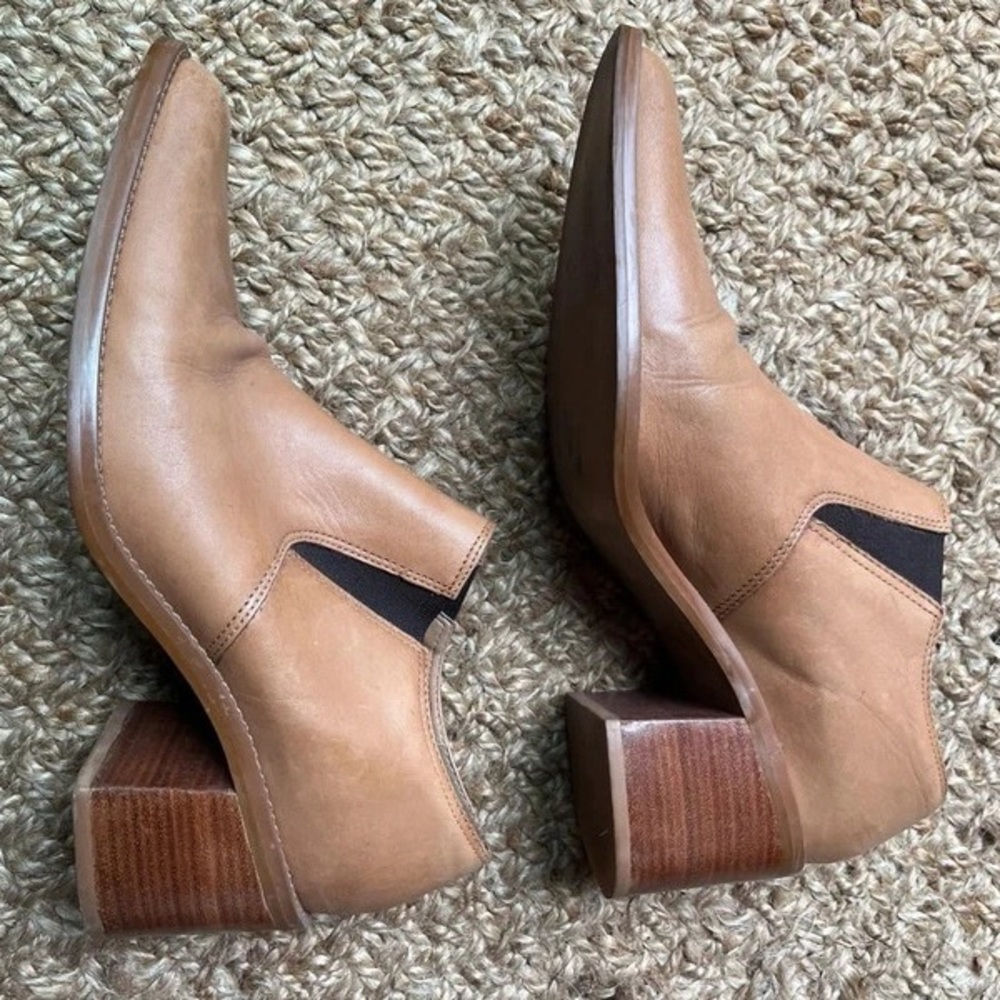 Candie's Tan Pointed Leather Slip-On Loafers - Picture 4 of 5